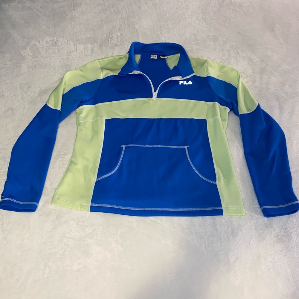 Fila Blue and Green Sport Quarter Zip Long Sleeve Women’s XL